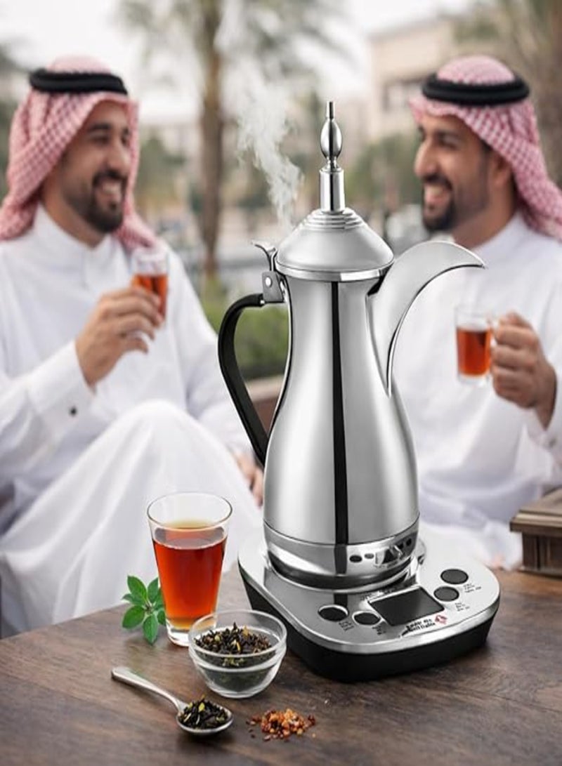غالف دالا ماكينة قهوة عربية كهربائية فاخرة من جلف دالا مع قاعدة تحكم ذكية، مطلية بالكروم، سعة 700 مل، قدرة 700 واط، موديل GA-C91941 - Image 3